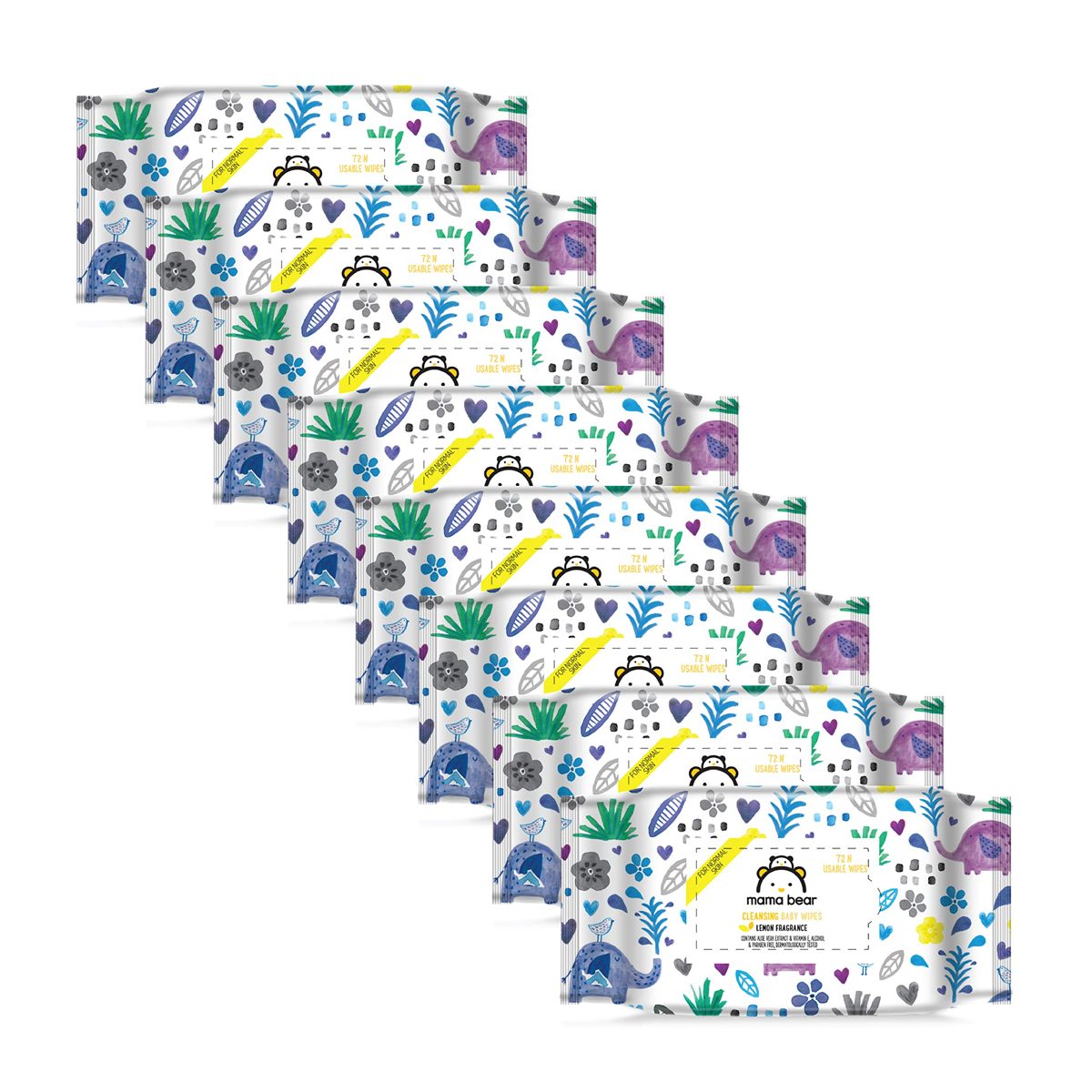 Amazon Brand - Mama Bear Cleansing Baby Wet Wipes, Lemon - 72 Pcs (Pack of 8)