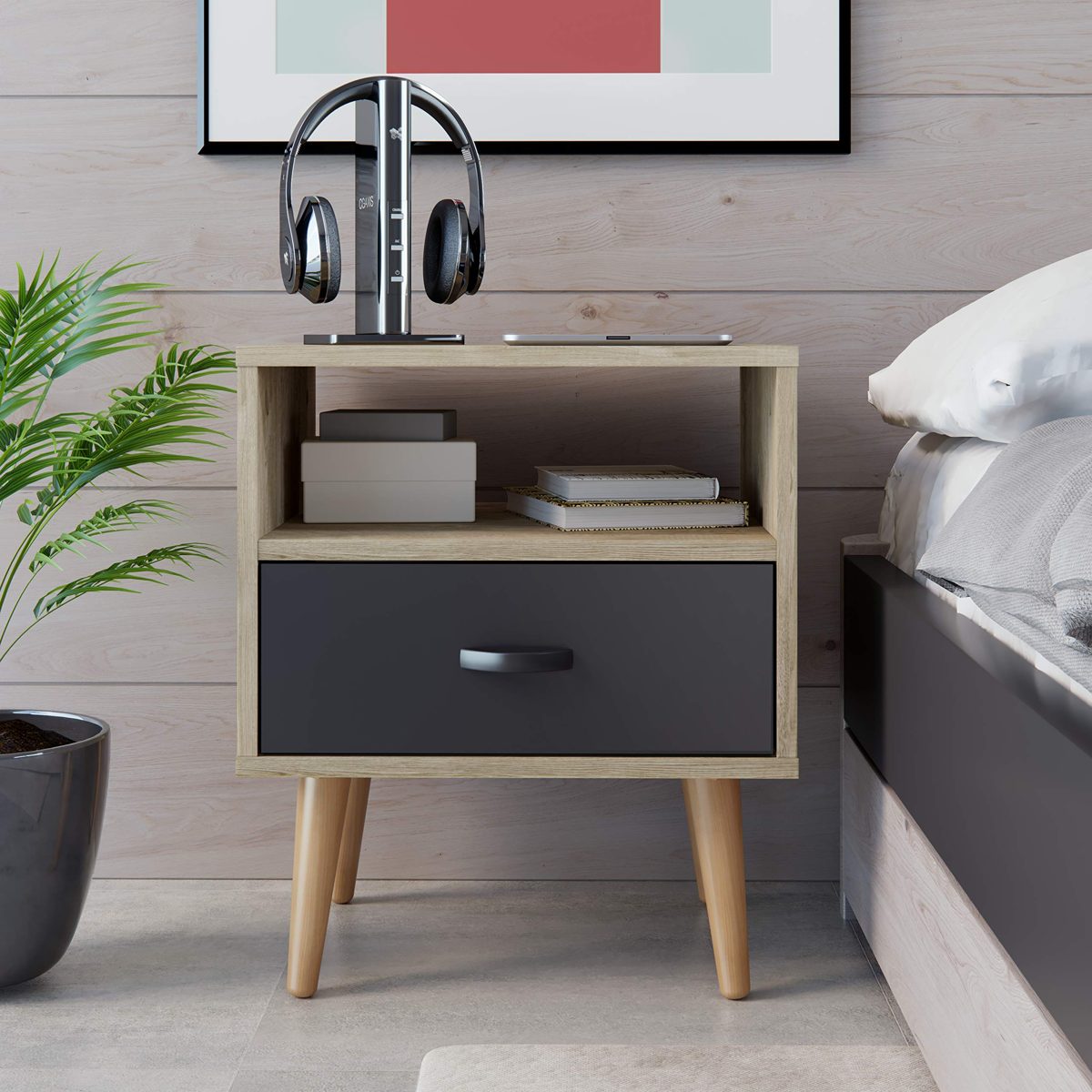 AmazonBasics Bedside Table, 45 x 38 x 53 cm, Brown