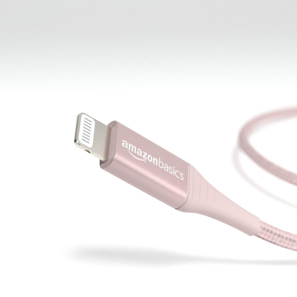 AmazonBasics Double Braided Nylon Lightning to USB Cable - Advanced Collection, MFi Certified Apple iPhone Charger, Rose Gold, 3-Foot (2-Pack)