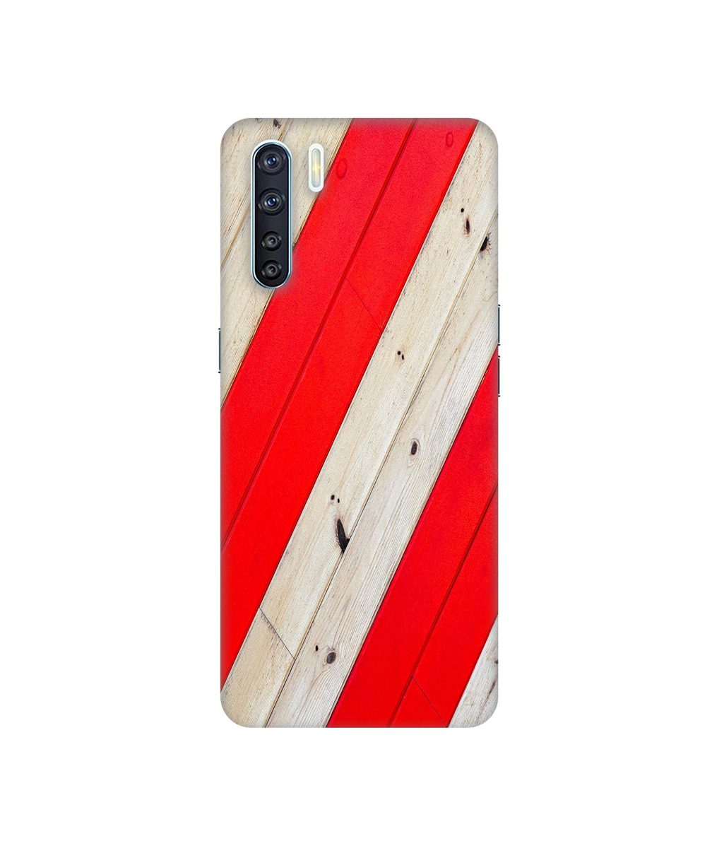 Amazon Brand - Solimo Designer Red and Cream Color Wood 3D Printed Hard Back Case Mobile Cover for Oppo F15