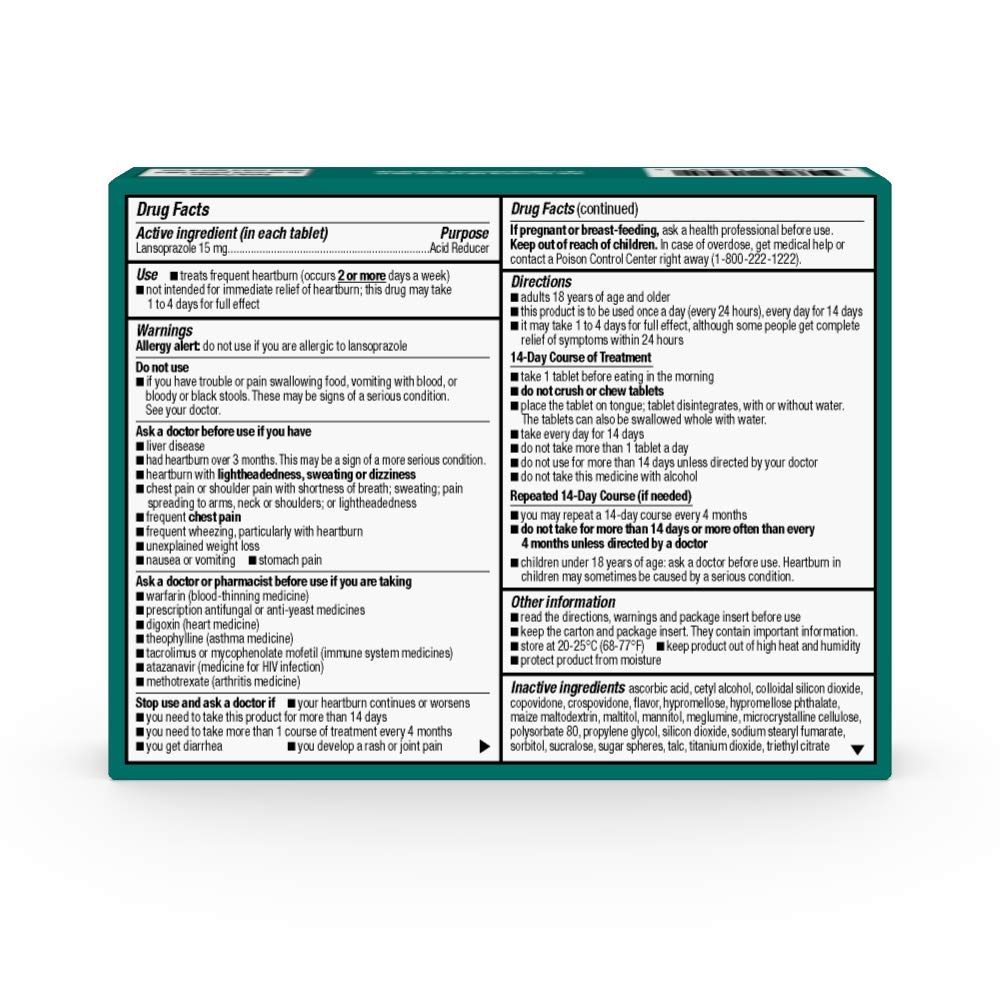 Basic Care Lansoprazole Delayed Release Orally Disintegrating Tablets 15 mg, Acid Reducer, 14 Count