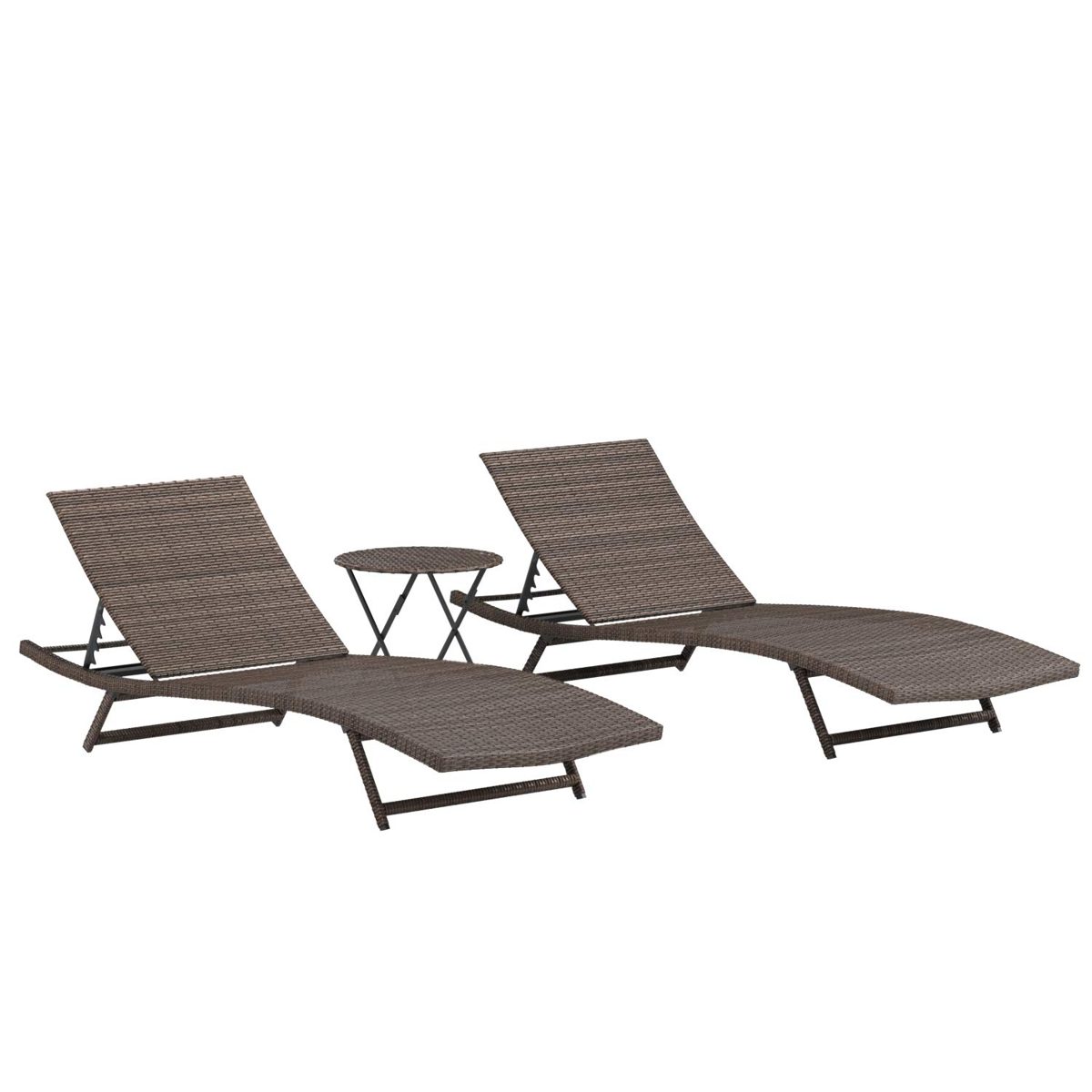 AmazonBasics 3 Piece Patio Rattan PE Wicker Lounger Chair and Table Set
