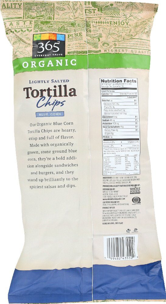 365 Everyday Value, Organic Lightly Salted Tortilla Chips, Blue Corn, 16 Ounce