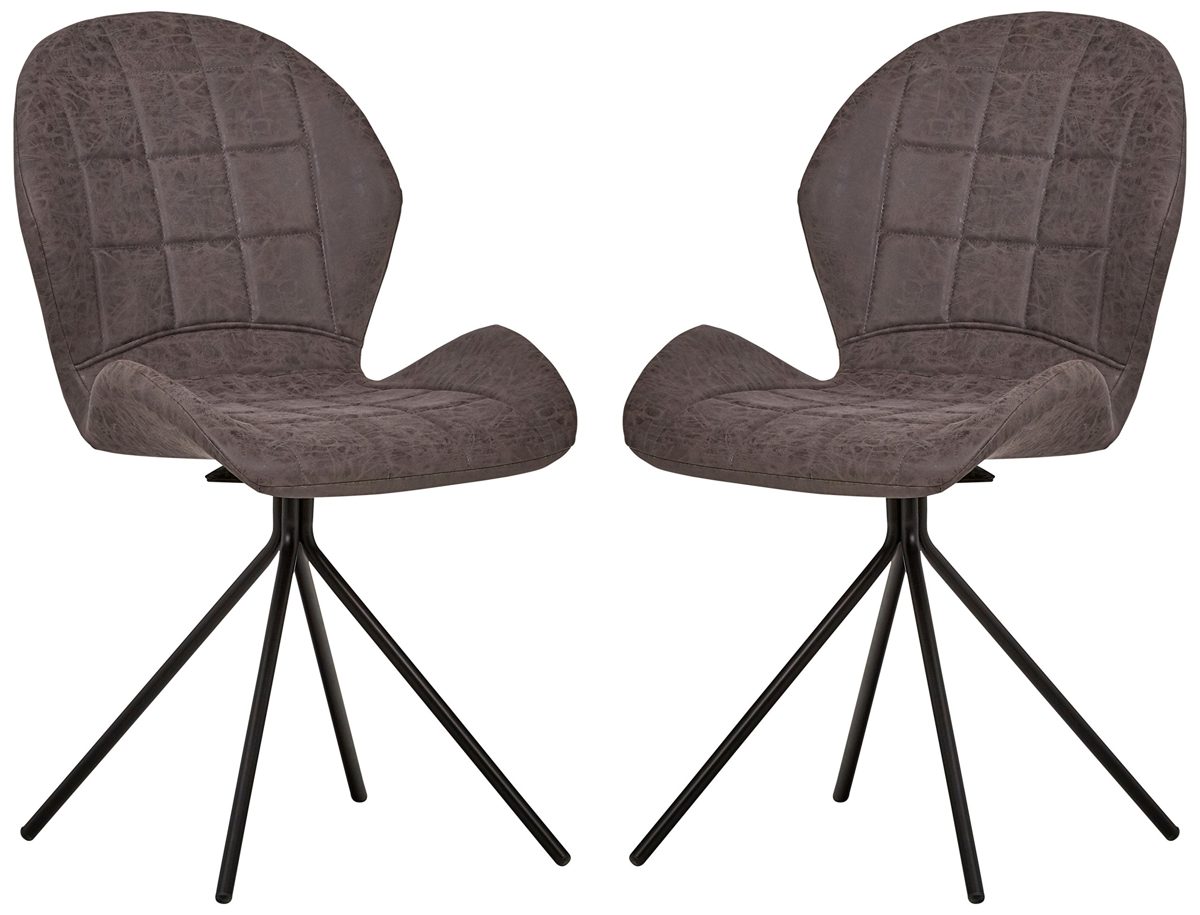 Amazon Brand – Rivet Rachel Set of 2 Space-Age Modern Mid-Century Dining Kitchen Swivel Chairs, 35.2 Inch Height, Synthetic Leather, Charcoal Grey