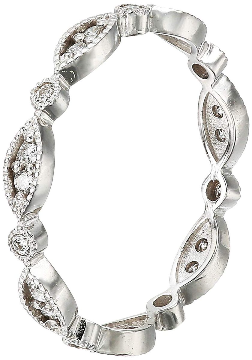Lab Grown Diamond Fancy Wedding Band in 14k White Gold (1/4 CT.TW., I-J Color, SI1-SI2 Clarity), Size 5