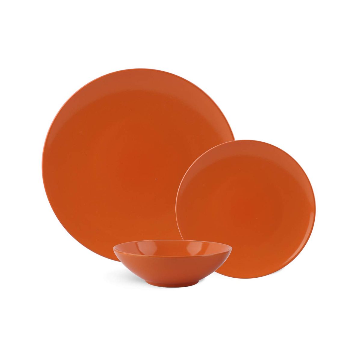 AmazonBasics 18-Piece Stoneware Dinnerware Set - Tangerine Orange, Service for 6