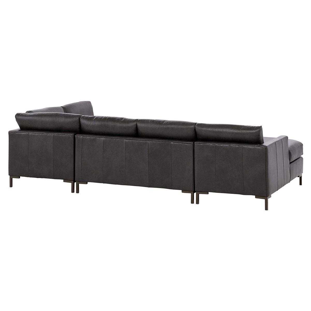 Amazon Brand – Rivet Edgewest Modern Right-Facing U-Shape Sectional, Leather, 117"W, Charcoal