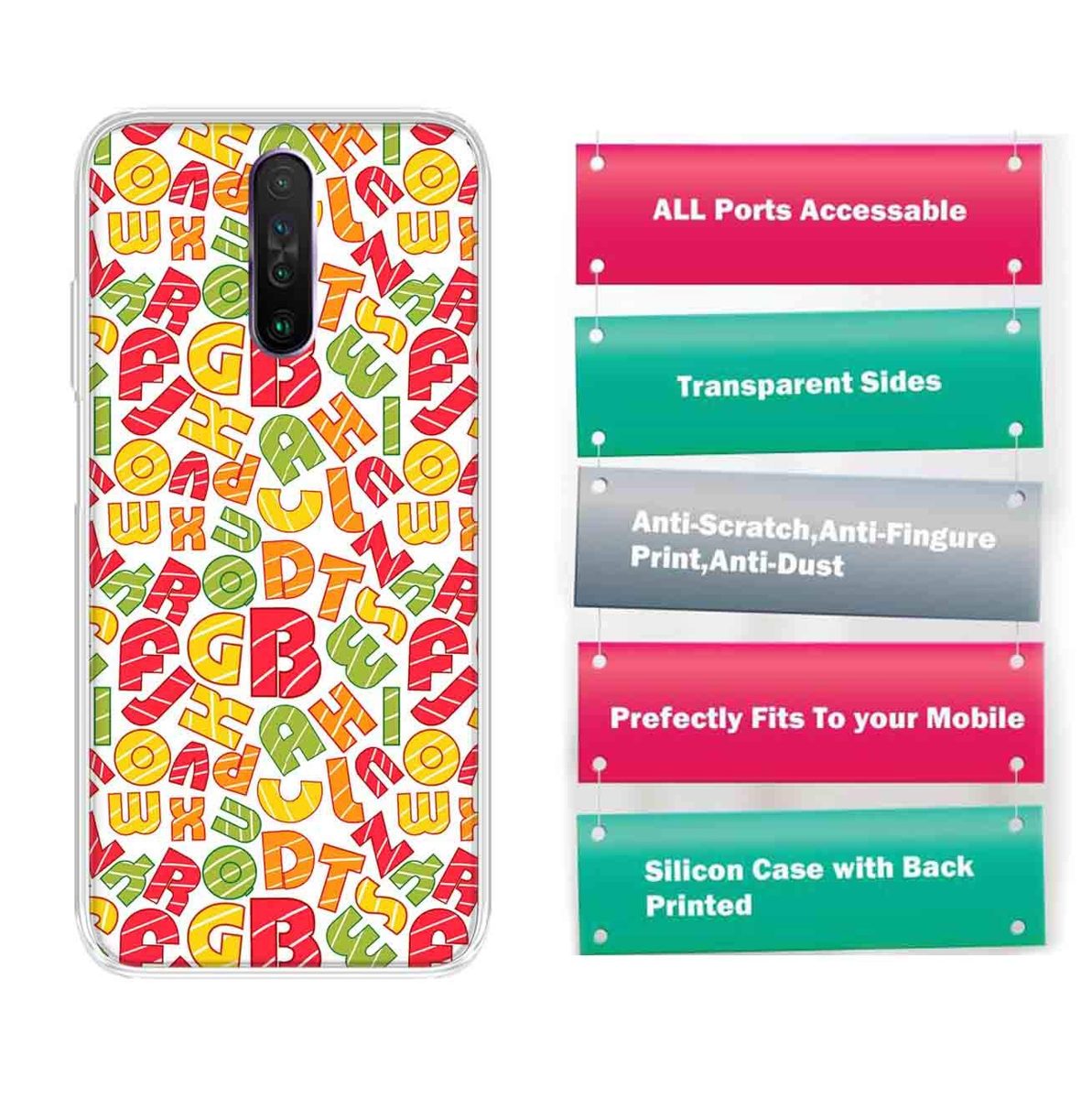 Amazon Brand - Solimo Designer Multicolor Alphabet Pattern Design Printed Soft Back Case Mobile Cover for Poco X2 / Xiaomi Redmi K30