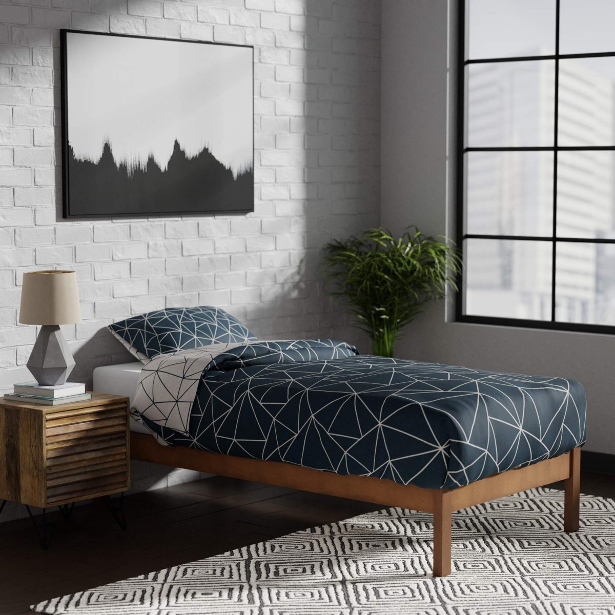 Amazon Brand – Rivet Modern Solid Pine Wood Platform Bed, Twin, 38.39"W, Antique Espresso