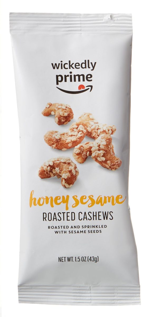 Wickedly Prime Roasted Cashews, Honey Sesame, Snack Pack, 1.5 Ounce (Pack of 15)