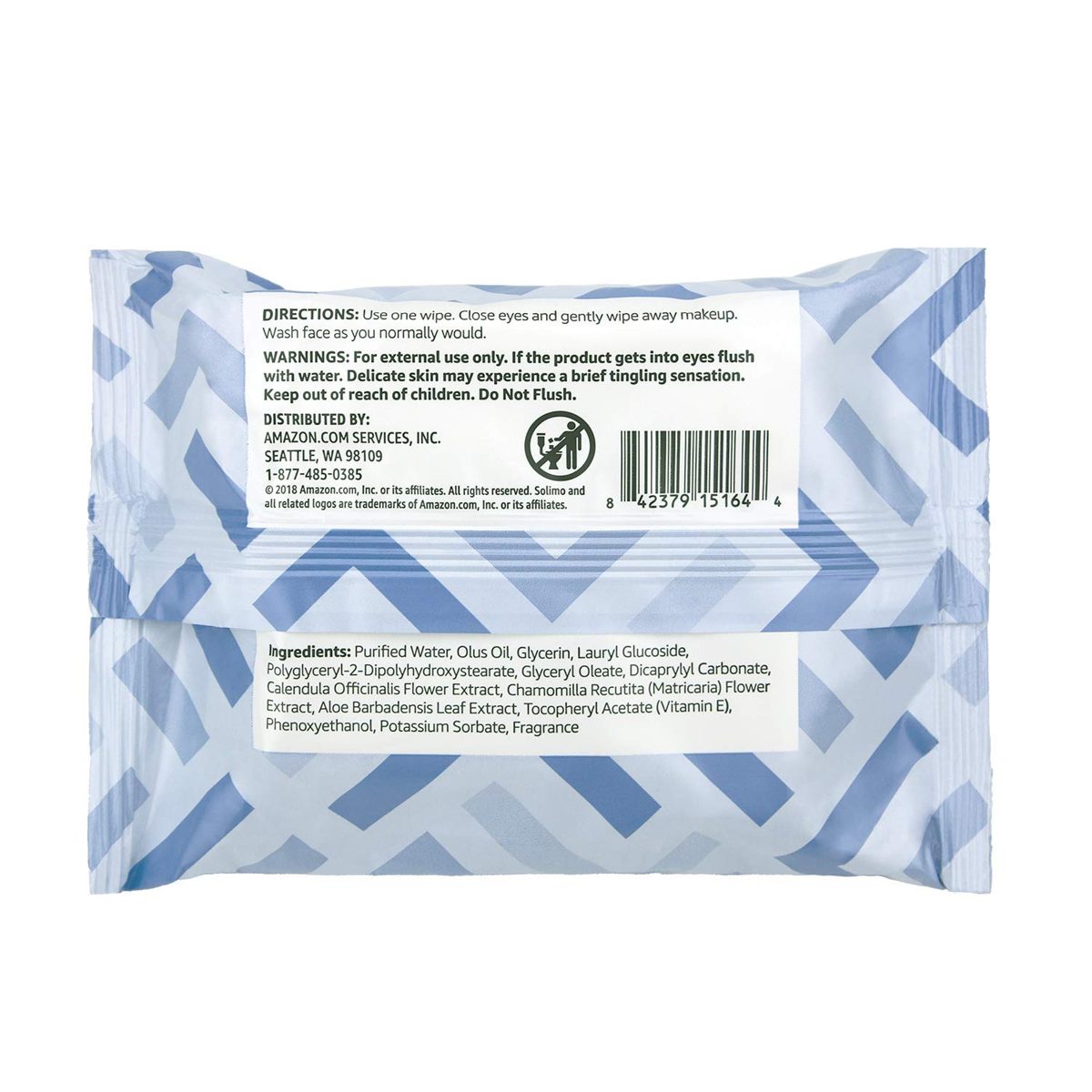 Amazon Brand - Solimo Makeup Removing Facial Wipes, Dermatologist Tested, Hypoallergenic, 25 Count