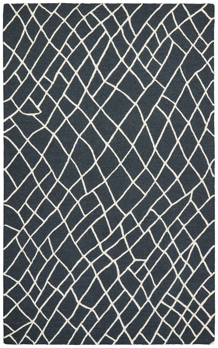 Amazon Brand – Rivet Wool Rug, 8' x 10', Black, White