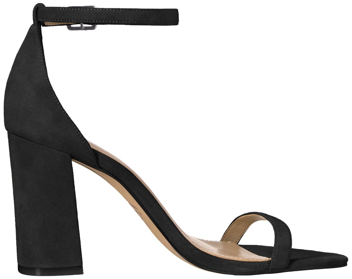 Amazon Brand - The Fix Women's Gracie Block Heel Strappy Sandal Heeled, Black Suede, 6.5 B US