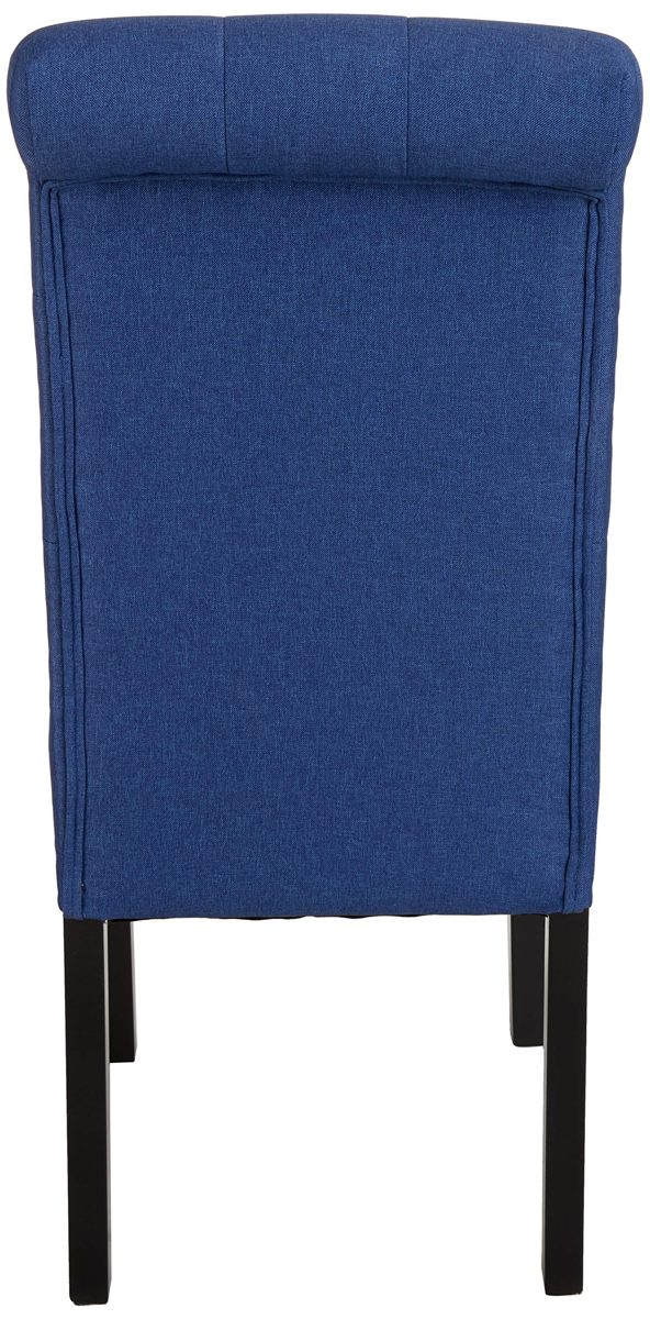 AmazonBasics Classic Fabric Tufted Dining Chair with Wooden Legs - Set of 2, Blue