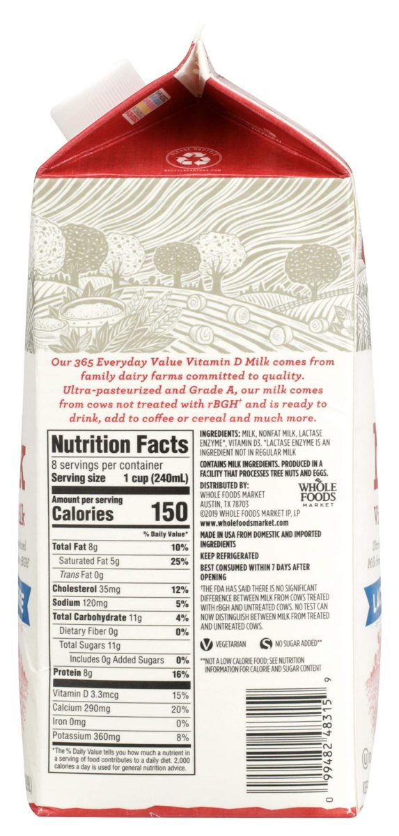 365 Everyday Value, Vitamin D Milk, 1/2 gallon