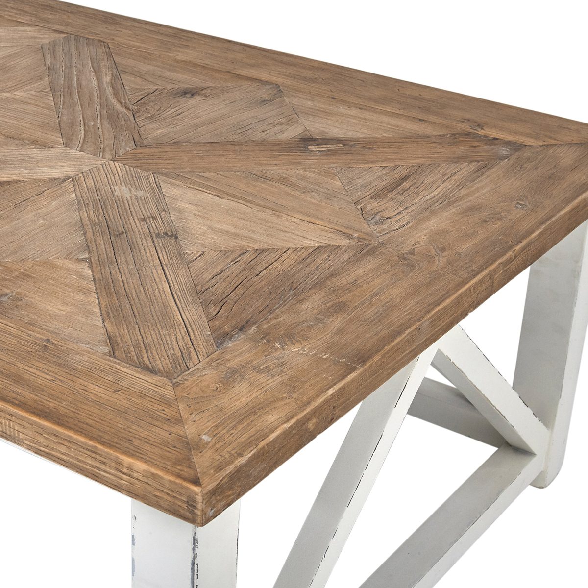 Amazon Brand – Stone & Beam Coastal Breeze Rustic Farmhouse Coffee Table, 55.1"W, Natural and White