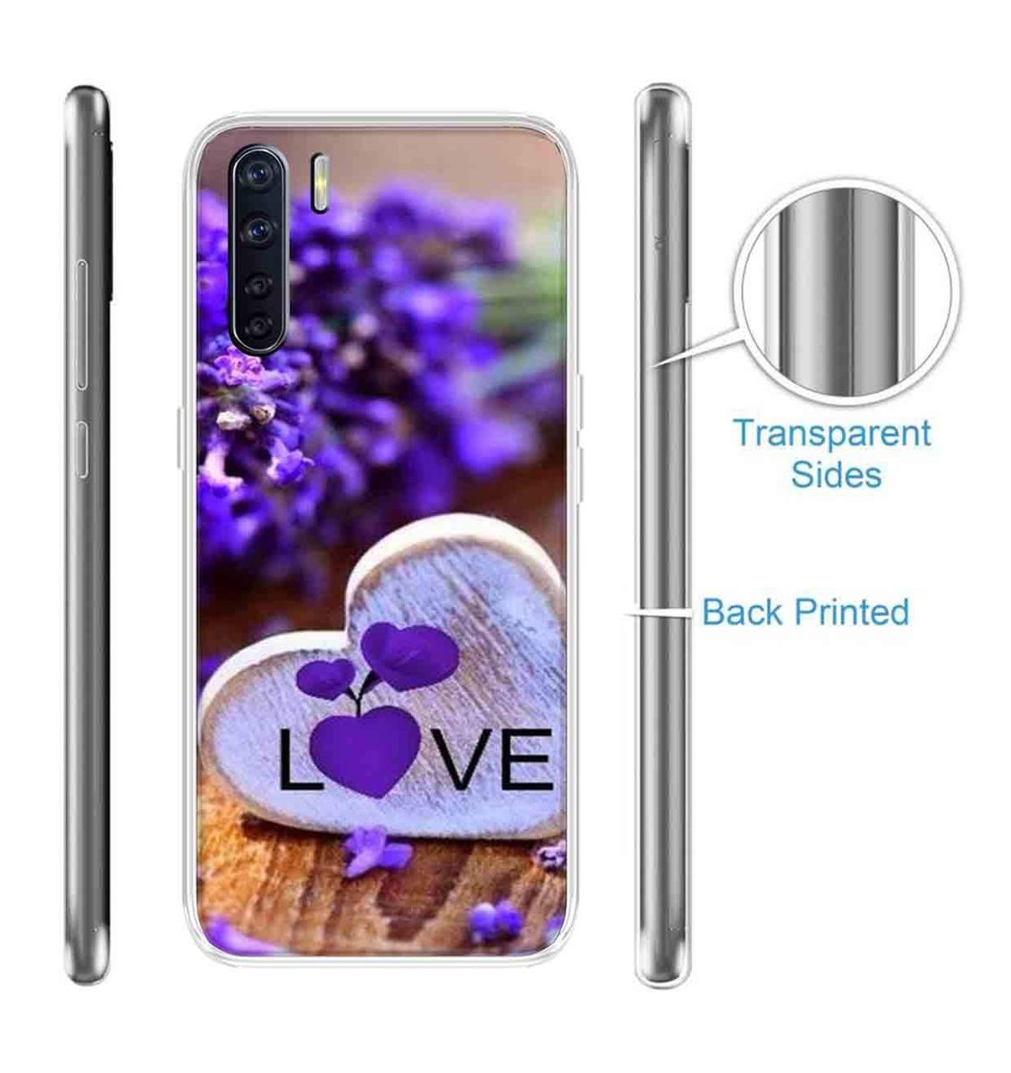 Amazon Brand - Solimo Designer Multicolor Floral Bluebell Love Printed Soft Back Case Mobile Cover for Oppo F15