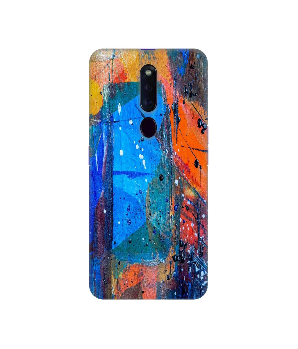 Amazon Brand - Solimo Designer Blue and Orange Brush 3D Printed Hard Back Case Mobile Cover for Oppo F11 Pro