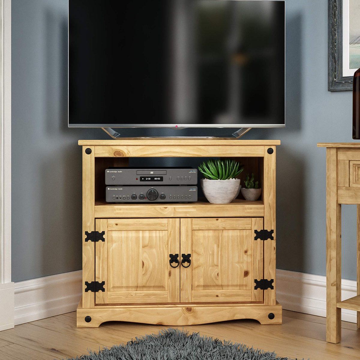 Amazon Brand - Movian Corona TV Cabinet, Solid Pine Wood, 70 x 77.5 x 40 cm