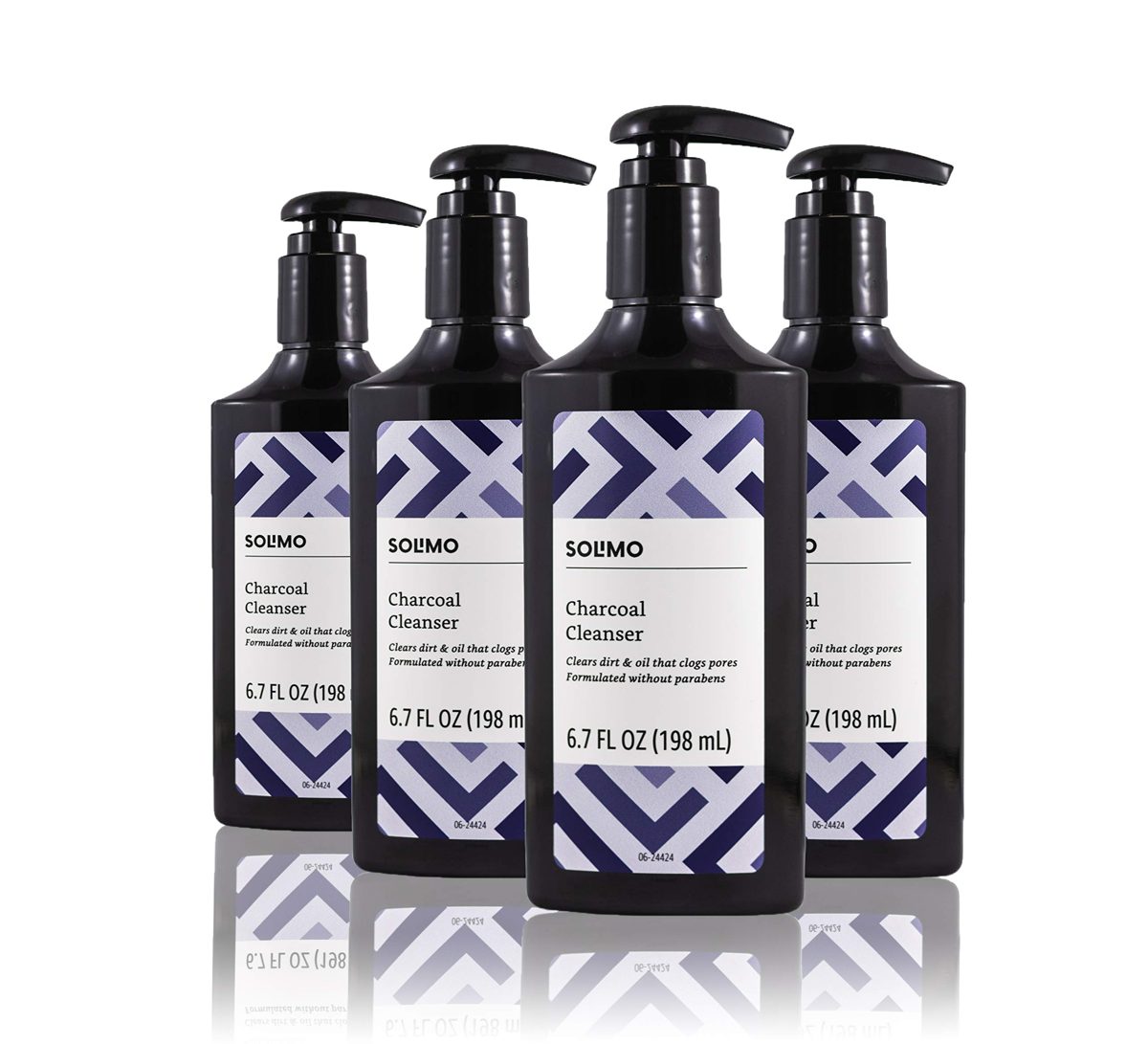Amazon Brand - Solimo Charcoal Cleanser, 6.7 fl. Oz (Pack of 4)