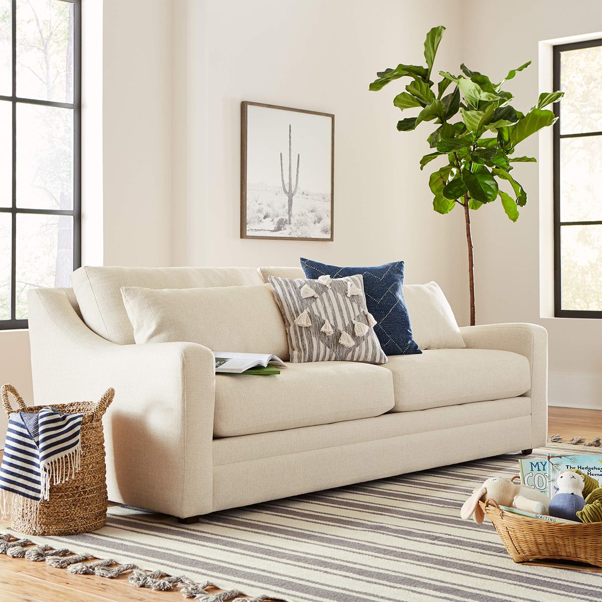 Stone & Beam Throw-Blankets Soft Stripe Navy