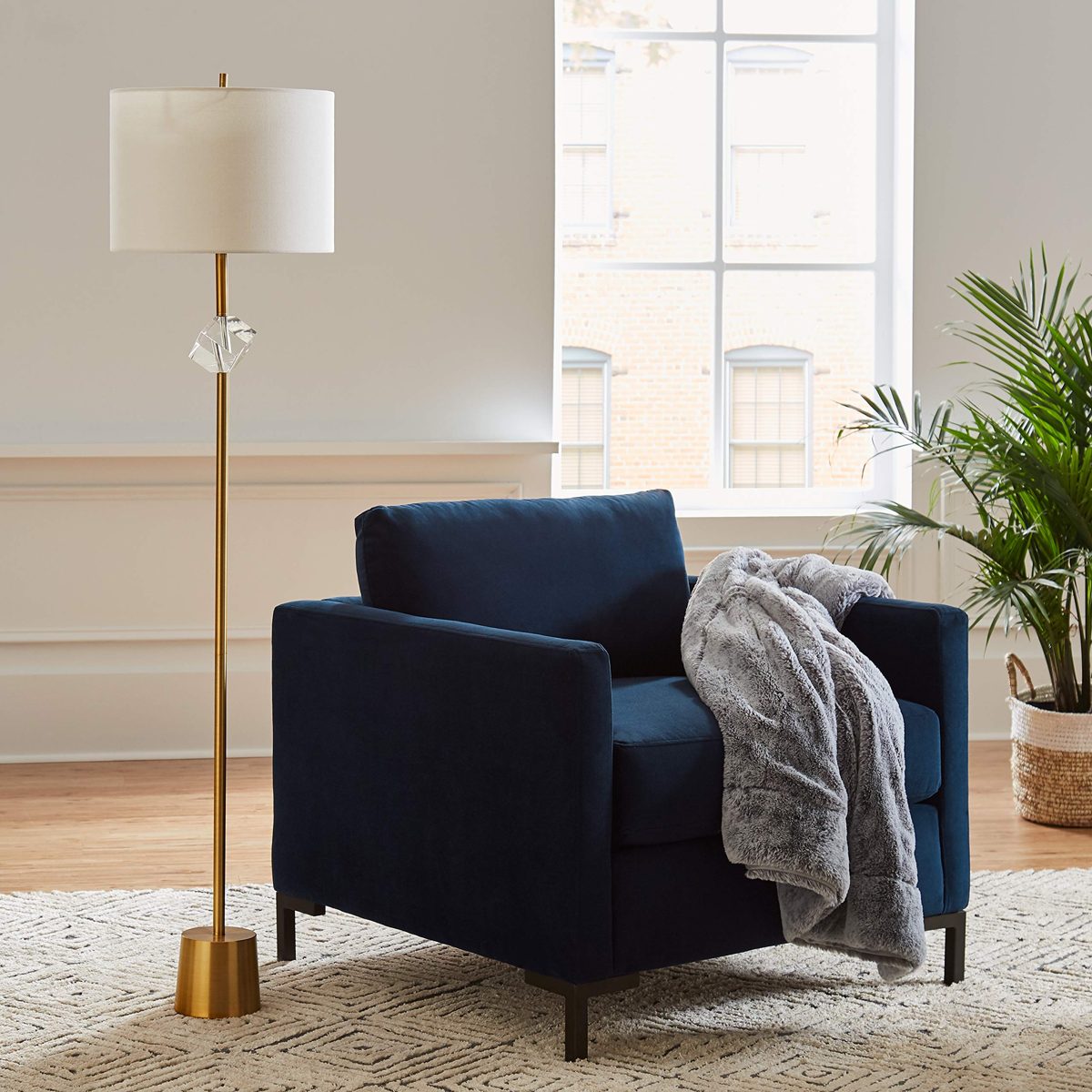 Amazon Brand – Rivet Edgewest Low Back Modern Accent Chair, 34"W, Blue Ink