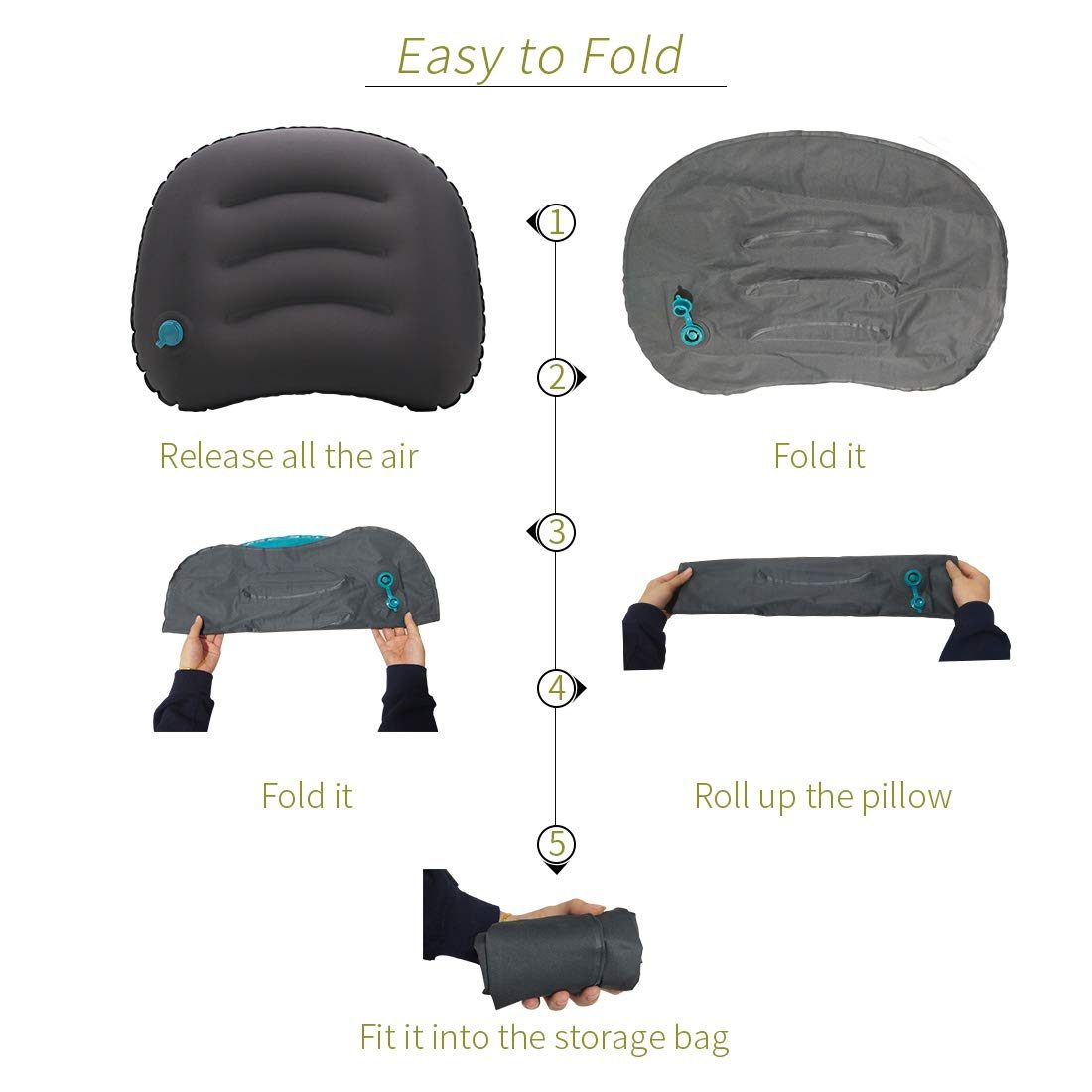 Eono by Amazon Camping Inflatable Travel Pillows for Camping Sleeping Travel Accessories Neck Support Pillow for Sleeping on Airplane Hotel Office and Bed