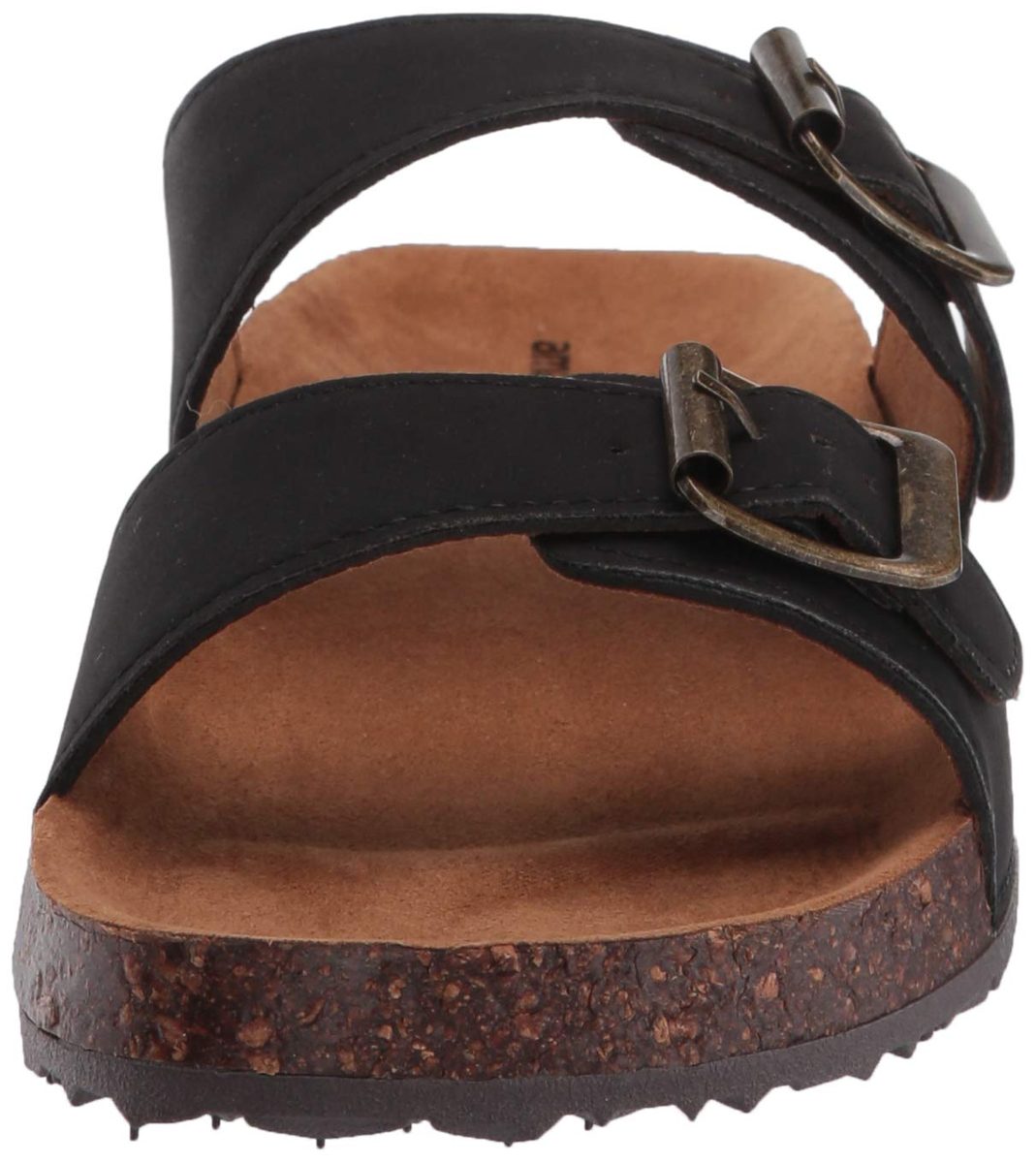Amazon Essentials Women's Buckle Slip On Sandal, Black, 6 M US