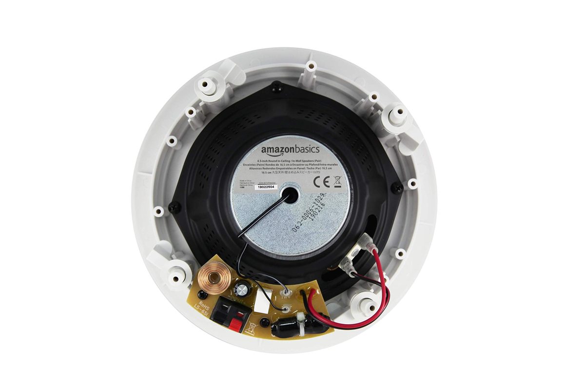 AmazonBasics 6.5" Round In-Ceiling In-Wall Mounted Speakers, Set of 2