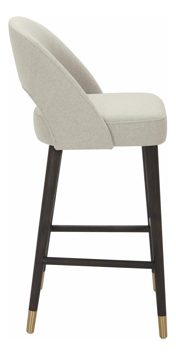Amazon Brand – Rivet Whit Contemporary Upholstered Bar Stool with Gold Accents, 41"H, Chalk White