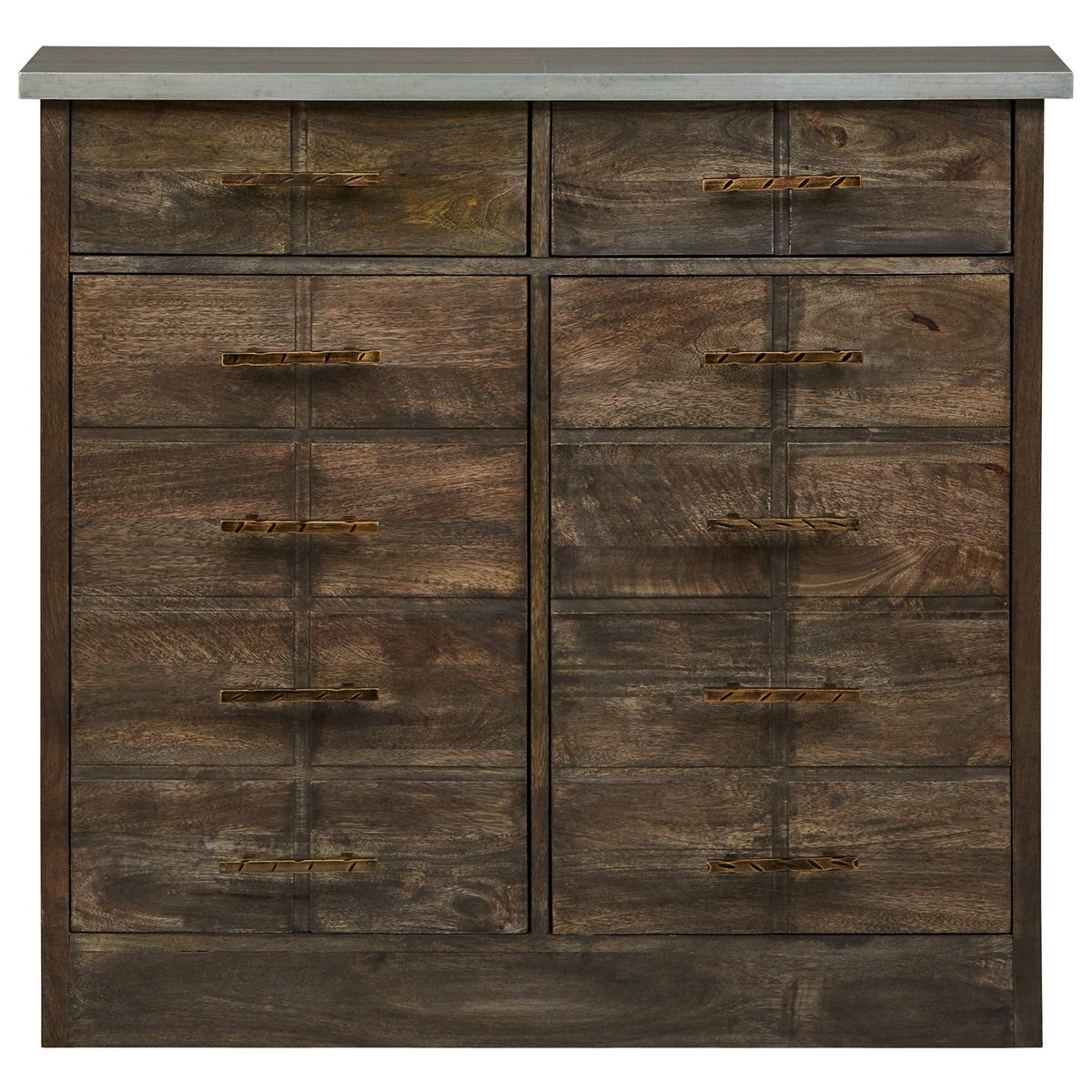 Amazon Brand – Stone & Beam Rustic Buffet 36"H, Carbon-Finished Wood with Distressed Gold Handles