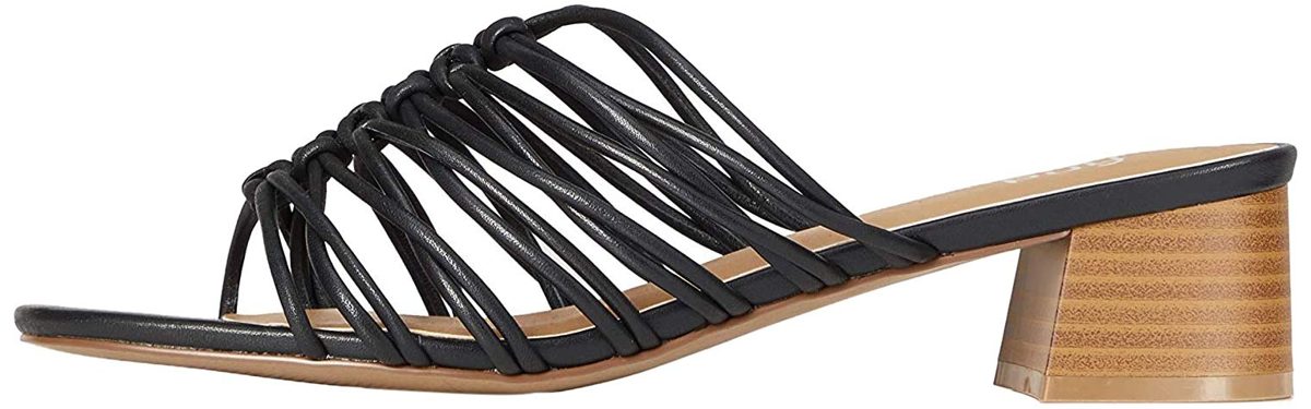 find. Women's Weave Block Heel Mule Open Toe Sandals, Black, 9