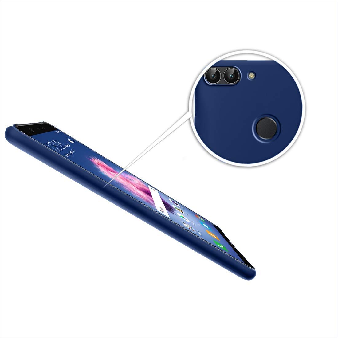 Amazon Brand - Solimo Huawei P Smart Mobile Cover (Hard Back & Slim),Blue