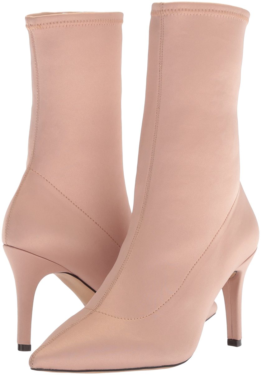 Amazon Brand - The Fix Women's Becca Pointed Toe Sock Boot, Petal Blush Stretch Satin, 7.5 B US