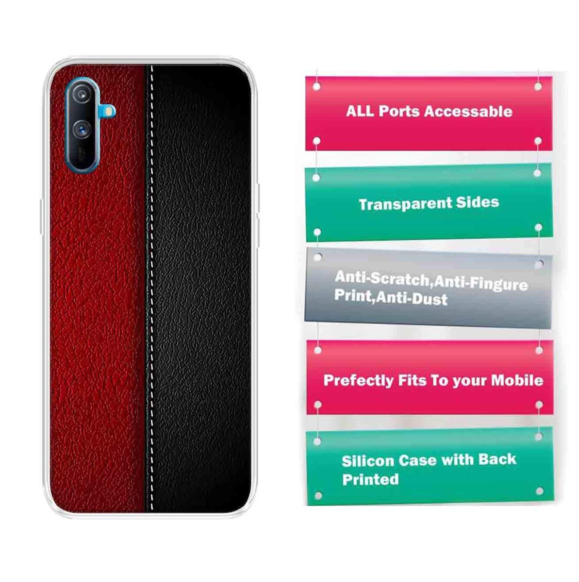 Amazon Brand - Solimo Designer Multicolor Leather Pattern Printed Soft Back Case Mobile Cover for Realme C3