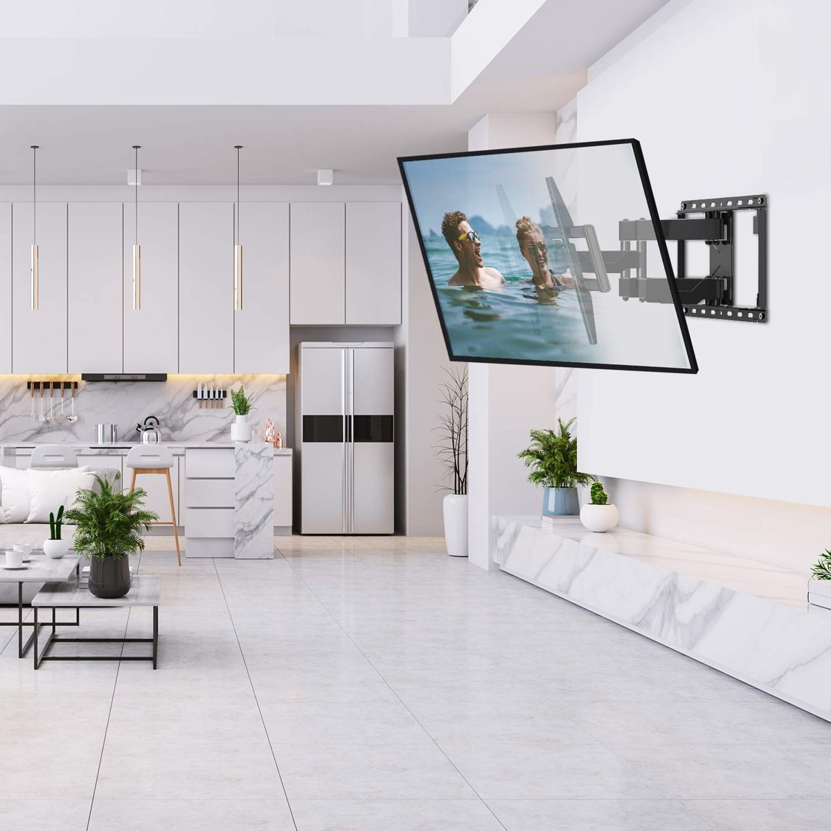 Eono Essentials PL2617 TV Wall Mount with Double Arm for Most 42-70 Inch LED, LCD, OLED, Plasma TVs up to 45.5 kg with Max. VESA 600 x 400 mm