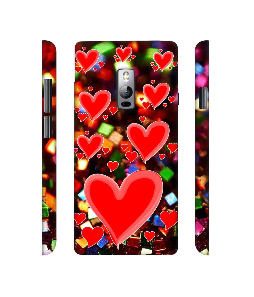 Amazon Brand - Solimo Designer Heart Texture on Glitters 3D Printed Hard Back Case Mobile Cover for OnePlus 2