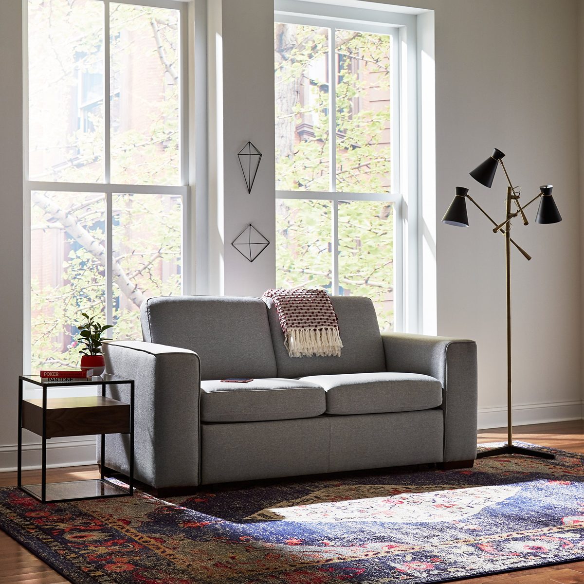 Amazon Brand - Rivet Elliot Easy Pull-Out Sofa Bed, 87 x 181 x 90cm, Grey