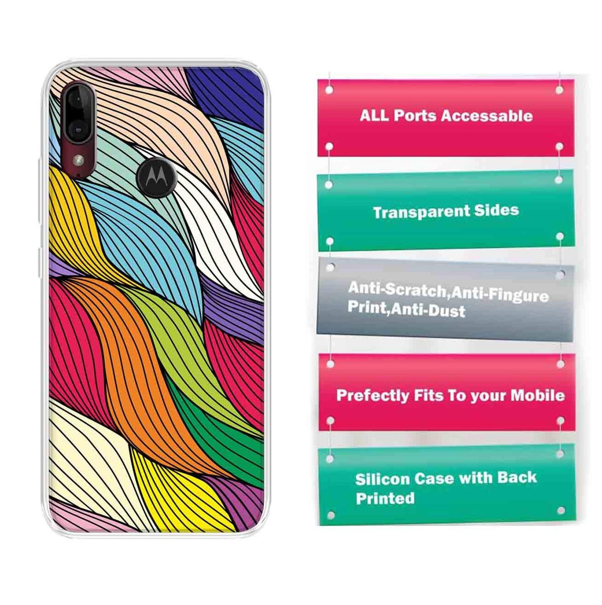 Amazon Brand - Solimo Designer Multicolor Visual Art Design Printed Soft Back Case Mobile Cover for Motorola Moto E6s / Motorola Moto E6 Plus