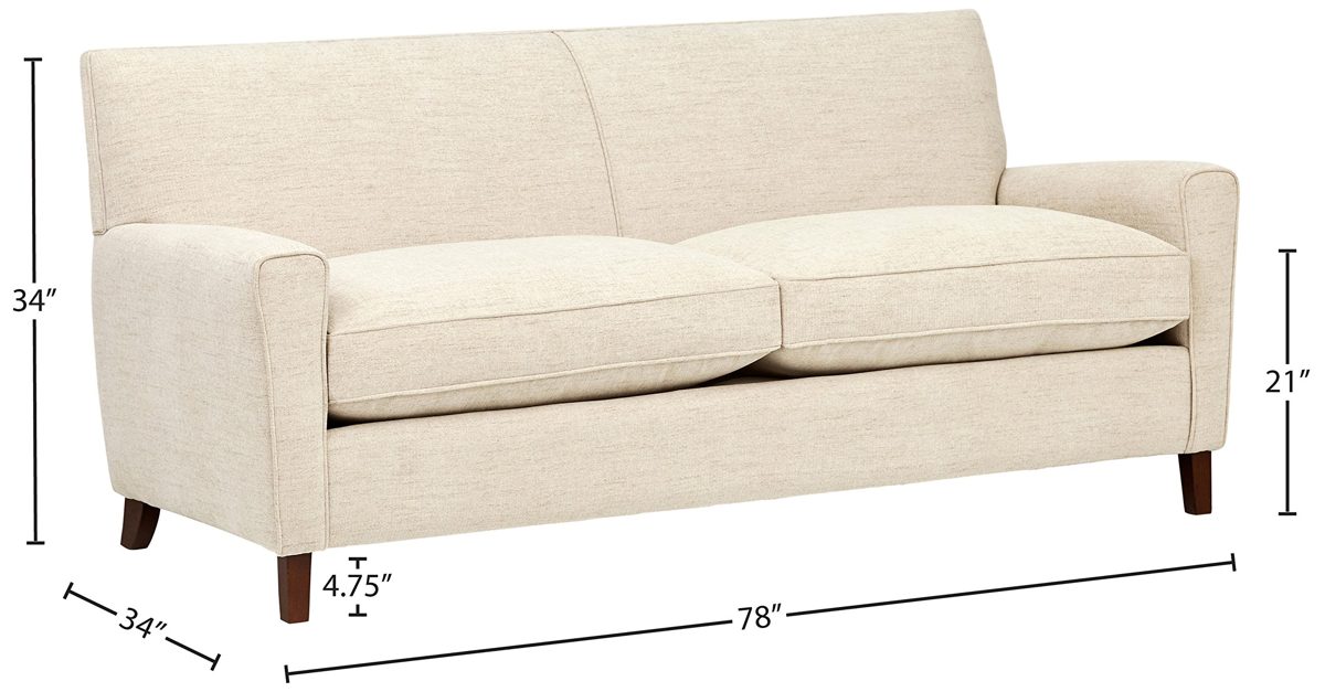 Amazon Brand – Rivet Lawson Modern Angled Sofa, 78"W, Pearl