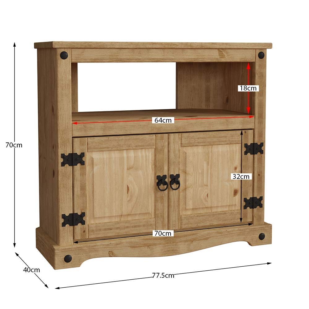 Amazon Brand - Movian Corona TV Cabinet, Solid Pine Wood, 70 x 77.5 x 40 cm