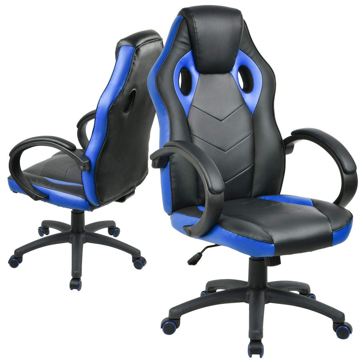 UMI. Essentials Gaming High Back Office Desk Racing Reclining Computer Swivel Chair (Blue)