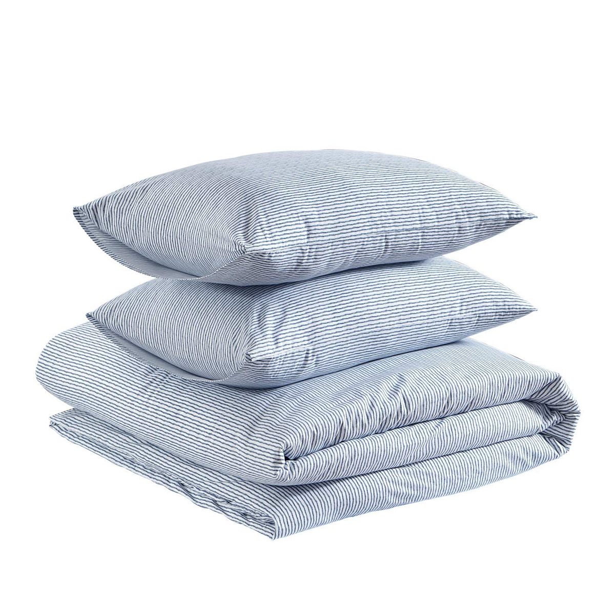 AmazonBasics Brushed Percale Cotton Sheet Set, Sketched Stripe