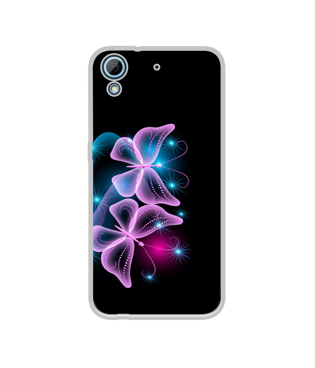 Amazon Brand - Solimo Designer Butterflies Neon Light UV Printed Soft Back Case Mobile Cover for HTC Desire 626/HTC Desire 628