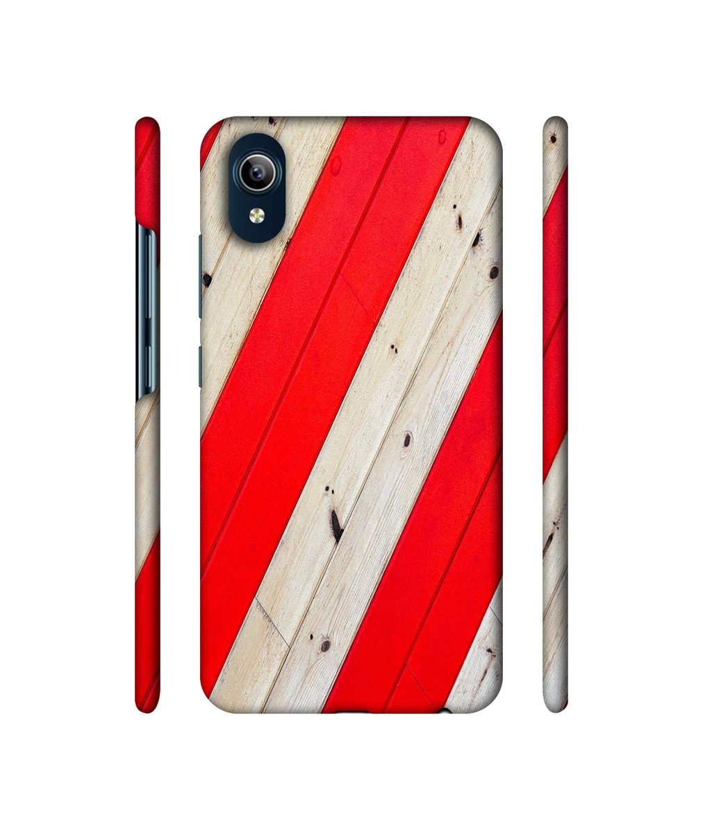 Amazon Brand - Solimo Designer Red and Cream Color Wood 3D Printed Hard Back Case Mobile Cover for Vivo Y91i