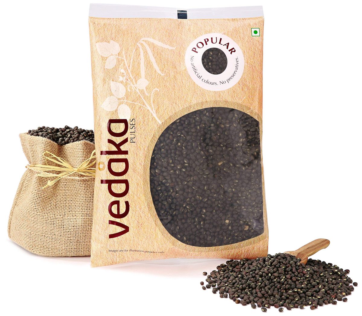 Amazon Brand - Vedaka Popular Black Urad Whole / Sabut, 1 kg