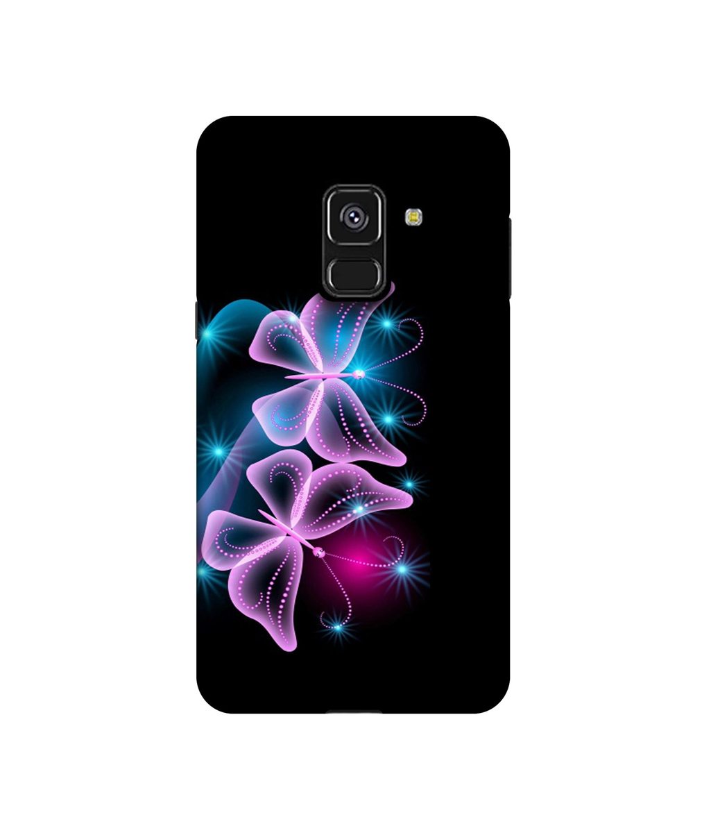 Amazon Brand - Solimo Designer Butterflies Neon Light UV Printed Soft Back Case Mobile Cover for Samsung Galaxy A8 Plus