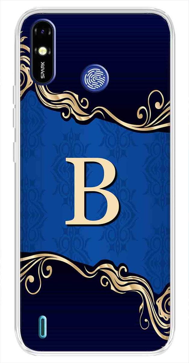 Amazon Brand - Solimo Designer Multicolor Blue Pattern Alphabet-B Printed Soft Back Case Mobile Cover for Tecno Spark Go Plus