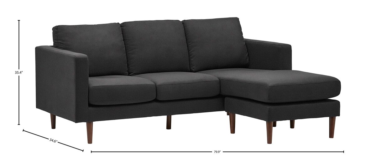 Amazon Brand – Rivet Revolve Modern Upholstered Sofa with Reversible Sectional Chaise, 80"W, Storm Grey