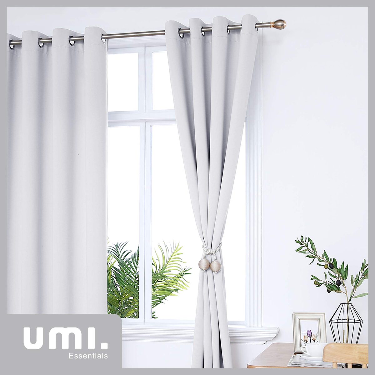 UMI by Amazon Blackout Curtains Thermal Insulated Window Curtains Eyelet Super Soft Window Treatment for Bedroom 66 x 72 Inch Silver Grey 2 Panels